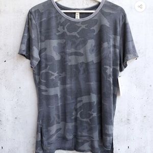 Free People Grey Camo Tee